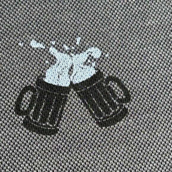 Travis Mathew Polo Shirt Mens Large Gray Priest Lake Golf Course Beer Palm Print - Picture 8 of 15